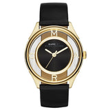 Marc Jacobs Tether Black Dial Black Leather Strap Watch for Women - MBM1376