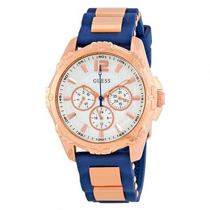 Buy Shop Guess Interpid White & Rose Gold Dial Blue Silicone Strap Watch For Women - W0325L8 USA Online