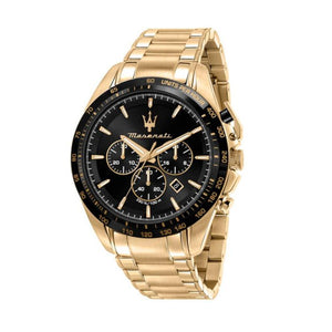 Buy Shop Maserati Traguardo Chronograph Black Dial Gold Steel Strap Watch For Men - R8873612041 USA Online