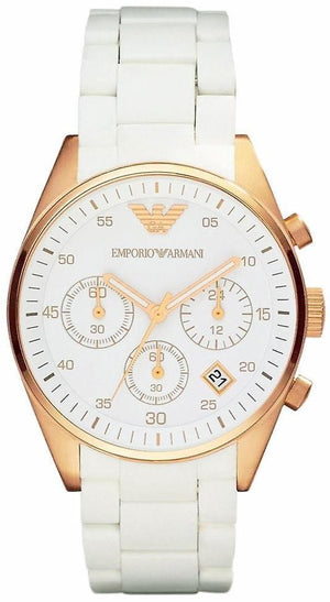 Emporio Armani Sportivo Silver Dial White Silicone Strap Watch For Women - AR5920