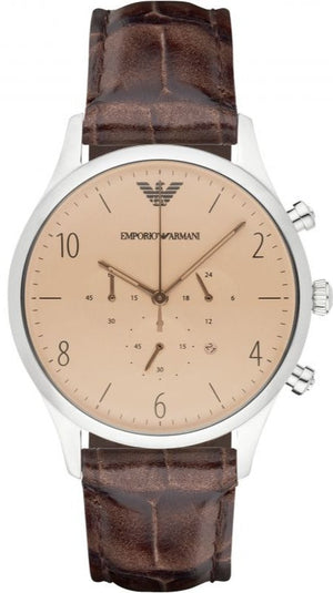 Buy Shop Emporio Armani Classic Chronograph Cream Dial Brown Leather Strap Watch For Men - AR1878 USA Online