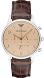 Buy Shop Emporio Armani Classic Chronograph Cream Dial Brown Leather Strap Watch For Men - AR1878 USA Online