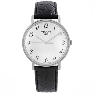 Buy Shop Tissot Everytime Desire Medium White Dial Black Leather Strap Watch For Men - T109.410.16.032.00 USA Online