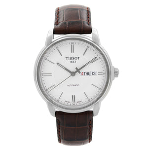 Buy Shop Tissot Automatics III Steel White Dial Brown Leather Strap Watch For Men - T065.430.16.031.00 USA Online