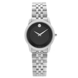 Movado Museum Classic Black Dial Silver Steel Strap Watch For Women - 0606505