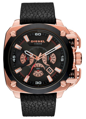 Buy Shop Diesel BAMF Chronograph Black Dial Black Leather Strap Watch For Men - DZ7346 USA Online