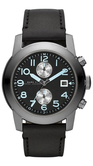 Buy Shop Marc Jacobs Larry Chronograph Black Dial Black Leather Strap Watch for Men - MBM5054 USA Online