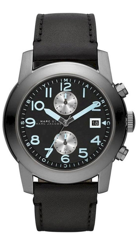 Buy Shop Marc Jacobs Larry Chronograph Black Dial Black Leather Strap Watch for Men - MBM5054 USA Online