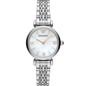Buy Shop Emporio Armani Donna Mother of Pearl Dial Silver Steel Strap Watch For Women - AR11204 USA Online