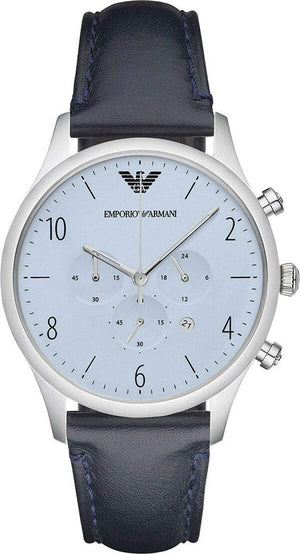 Buy Shop Emporio Armani Chronograph Blue Dial Blue Leather Strap Watch For Men - AR1889 USA Online