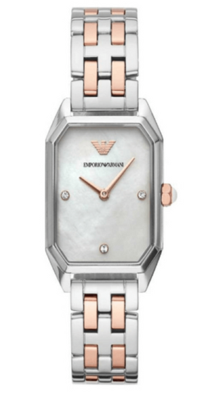 Buy Shop Emporio Armani Gianni T Bar Mother of Pearl Dial Two Tone Steel Strap Watch For Women - AR11146 USA Online