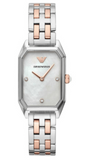 Buy Shop Emporio Armani Gianni T Bar Mother of Pearl Dial Two Tone Steel Strap Watch For Women - AR11146 USA Online