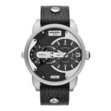 Buy Shop Diesel Mini Daddy Black Silver Dial Black Leather Strap Watch For Men - DZ7307 USA Online