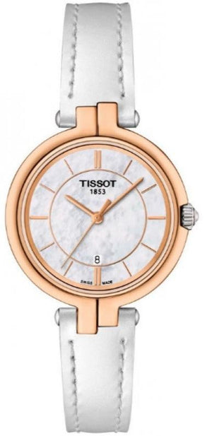 Buy Shop Tissot T Lady Flamingo Mother of Pearl White Dial White Leather Strap Watch For Women - T094.210.26.111.01 USA Online