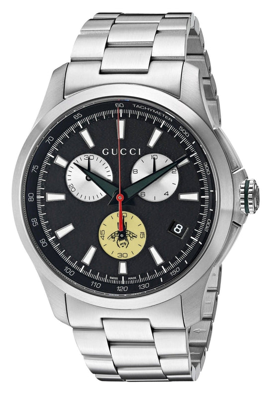 Buy Shop Gucci G-Timeless Chronograph Black Dial Silver Steel Strap Watch For Men - YA126267 USA Online