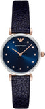 Buy Shop Emporio Armani Gianni T Bar Analog Blue Dial Black Leather Strap Watch For Women - AR1989 USA Online