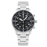 Citizen Eco Drive Chronograph Black Dial Silver Steel Strap Watch For Men - CA0690-88E