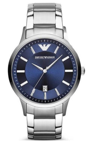 Buy Shop Emporio Armani Renato Blue Dial Silver Steel Strap Watch For Men - AR2477 USA Online