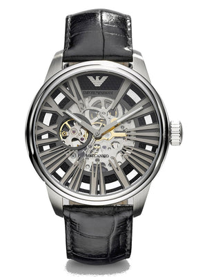 Buy Shop Emporio Armani Meccanico Automatic Black Dial Leather Strap Watch For Men - AR4629 USA Online