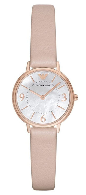 Buy Shop Emporio Armani Kappa White Mother of Pearl Dial Pink Leather Strap Watch For Women - AR2512 USA Online
