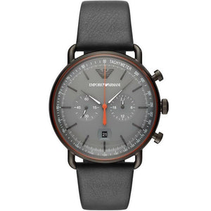 Buy Shop Emporio Armani Aviator Grey Dial Grey Leather Strap Watch For Men - AR11168 USA Online