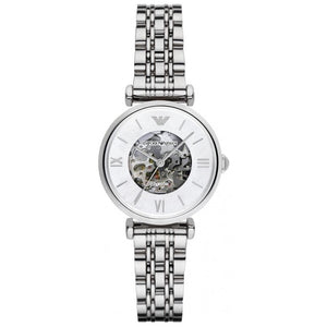 Buy Shop Emporio Armani Meccanico Mother of Pearl Dial Silver Steel Strap Watch For Women - AR1991 USA Online