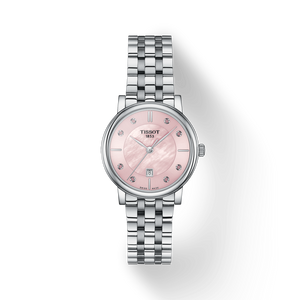 Buy Shop Tissot Carson Premium Lady Mother of Pearl Pink Dial Silver Steel Strap Watch For Women - T122.210.11.159.00 USA Online