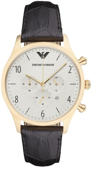 Buy Shop Emporio Armani Classic Chronograph White Dial Black Leather Strap Watch For Men - AR1892 USA Online