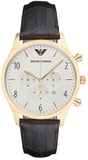 Buy Shop Emporio Armani Classic Chronograph White Dial Black Leather Strap Watch For Men - AR1892 USA Online