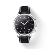 Buy Shop Tissot Tradition Chronograph Black Dial Black Leather Strap Watch For Men - T0636171605700 USA Online