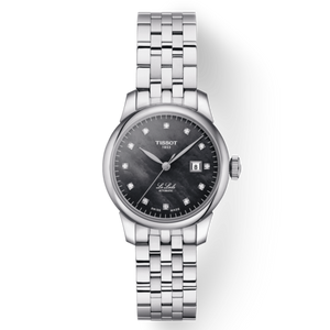 Buy Shop Tissot Le Locle Automatic Diamonds Mother of Pearl Black Dial Silver Steel Strap Watch For Women - T006.207.11.126.00 USA Online