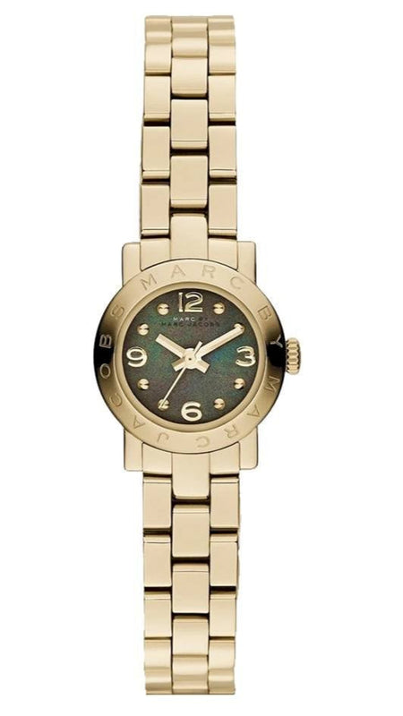 Buy Shop Marc Jacobs Amy Mother of Pearl Black Dial Gold Steel Strap Watch for Women - MBM3275 USA Online