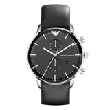 Buy Shop Emporio Armani Gianni Chronograph Black Dial Black Leather Strap Watch For Men - AR0397 USA Online