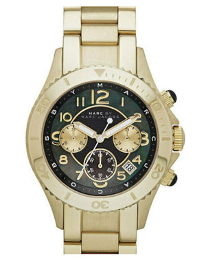 Buy Shop Marc Jacobs Rock Chronograph Black Dial Gold Steel Strap Watch for Women - MBM3253 USA Online