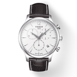 Buy Shop Tissot T Classic Tradition Chronograph White Dial Brown Leather Strap Watch For Men - T063.617.16.037.00 USA Online