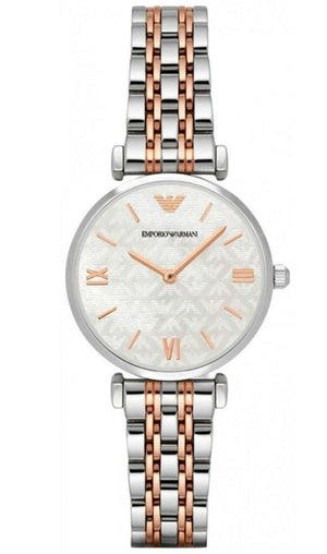 Buy Shop Emporio Armani Gianni T-Bar Mother of Pearl Dial Two Tone Steel Strap Watch For Women - AR1987 USA Online