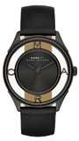 Buy Shop Marc Jacobs Tether Transparent Black Dial Black Leather Strap Watch for Women - MBM1379 USA Online