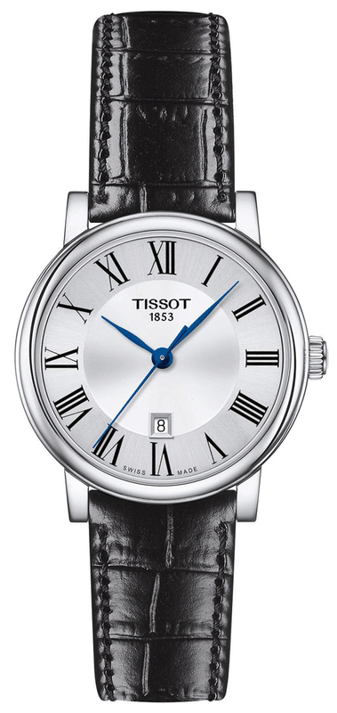 Buy Shop Tissot Carson Premium Lady Silver Dial Black Leather Strap Watch For Women - T122.210.16.033.00 USA Online
