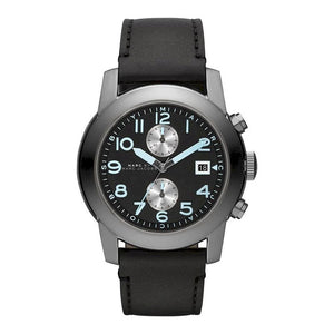 Marc Jacobs Larry Black Dial Black Leather Strap Watch for Men - MBM5054