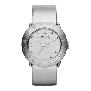 Buy Shop Marc Jacobs Amy Silver Dial Silver Leather Strap Watch for Women - MBM8626 USA Online