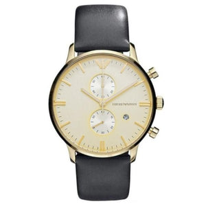 Buy Shop Emporio Armani Gianni Beige Dial Grey Leather Strap Watch For Men - AR0386 USA Online