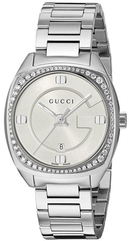 Buy Shop Gucci GG2570 Diamonds White Dial Silver Steel Strap Watch For Women - YA142506 USA Online