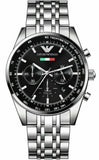 Buy Shop Emporio Armani Team Italia Chronograph Black Dial Silver Steel Strap Watch For Men - AR5983 USA Online