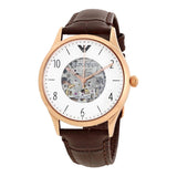 Buy Shop Emporio Armani Meccanico White Dial Brown Leather Strap Watch For Men - AR1920 USA Online