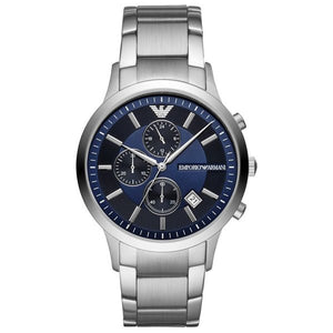 Buy Shop Emporio Armani Renato Chronograph Blue Dial Silver Steel Strap Watch For Men - AR11164 USA Online