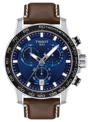 Tissot Supersport Chrono Blue Dial Brown Leather Strap Watch For Men - T125.617.16.041.00