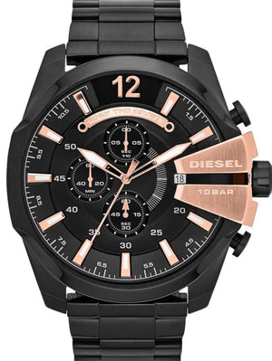 Buy Shop Diesel Mega Chief Chronograph Black Dial Black Steel Strap Watch For Men - DZ4309 USA Online