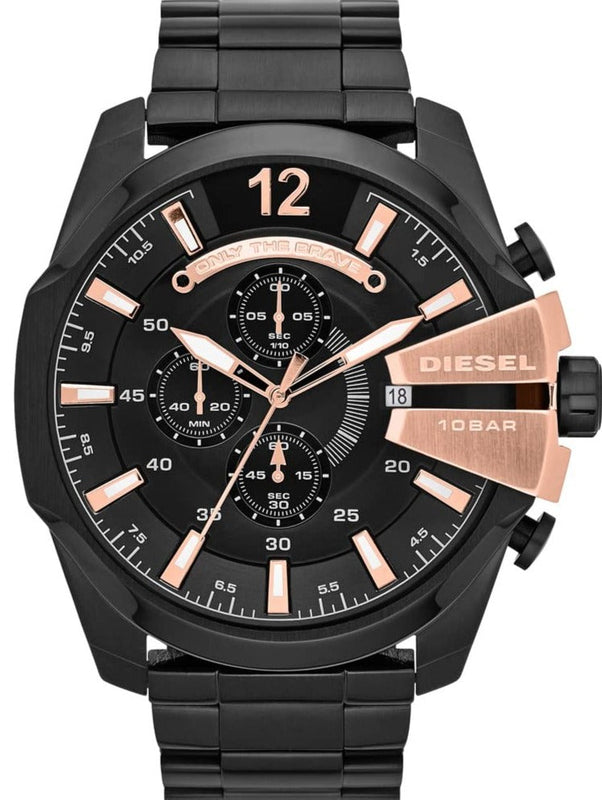 Buy Shop Diesel Mega Chief Chronograph Black Dial Black Steel Strap Watch For Men - DZ4309 USA Online