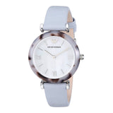 Emporio Armani White Dial Light Blue Leather Strap Watch For Women - AR11002