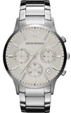 Emporio Armani Renato Chronograph Cream Dial Silver Steel Strap Watch For Men - AR2458